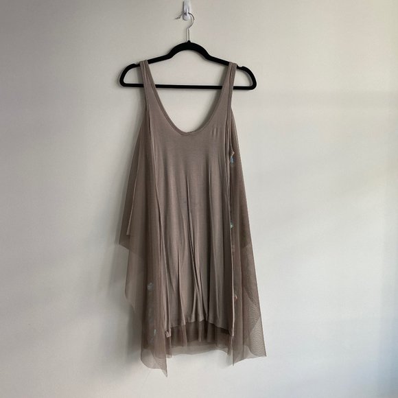 BCBG MAXAZRIA Tan Dress with Iridescent Sequins - Picture 3 of 5